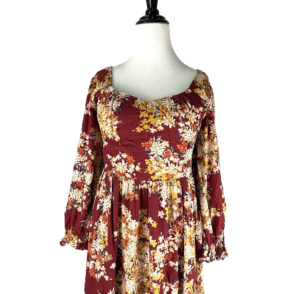 New Skies are Blue Tiered Peasant Dress Women S 4 6 Floral Boho Cottagecore Midi - Picture 4 of 11